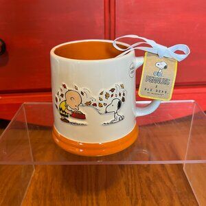 NWT Rae Dunn Peanuts Charlie Brown Snoopy mug BE GIVING Thanksgiving